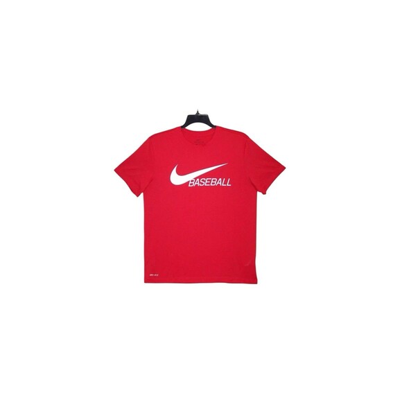 Mens Nike Baseball L Tee Shirt Adult Red Graphic Swoosh Logo Athletic Dri Fit - Picture 1 of 8